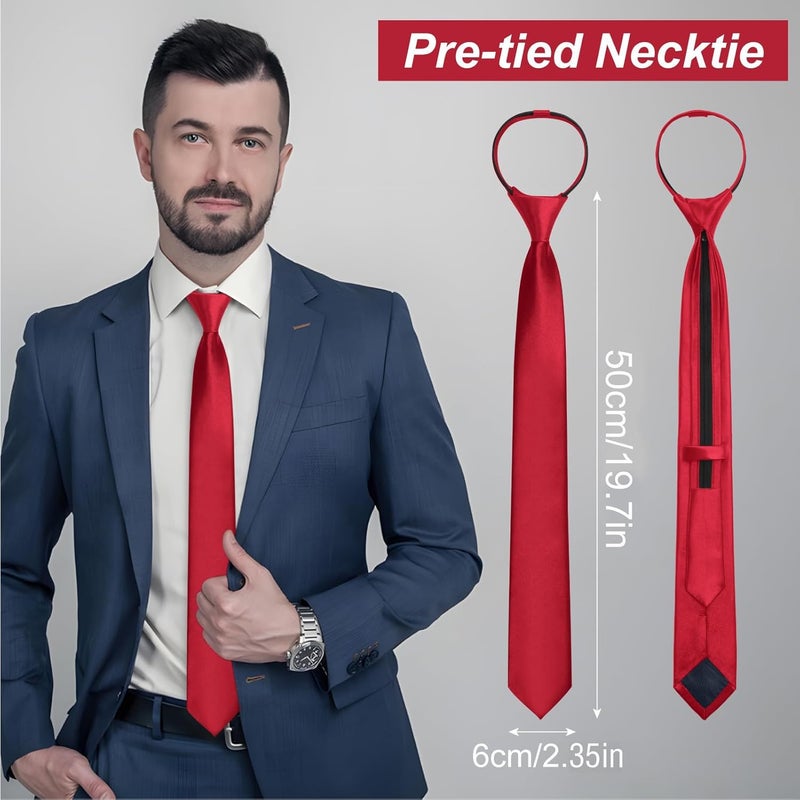 ERDOGLY Men's Pre-Tied Necktie, Adjustable Zipper Skinny Ties for Men, Solid Color Black Ties for Wedding, Graduation - Image 1